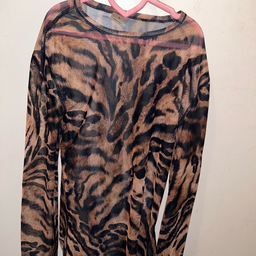TNA Mesh Cheetah Print Top